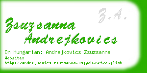 zsuzsanna andrejkovics business card